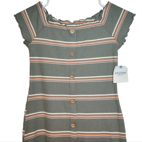 Arizona Jean Co. Sage Striped Button Down Ribbed Mini Dress Size XS Juniors - Picture 2 of 6